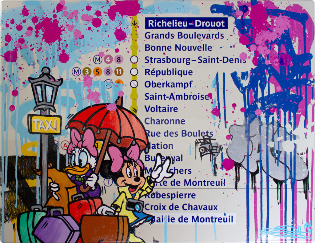 Minnie & Daisy Duck - Paris Metro Sign - Fat