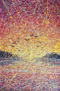 Whispers at the Edge of Daybreak (Seaguls and red sunset), 2023 Nadin Antoniuk