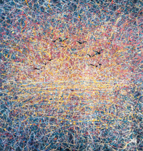 Sunrise with red lines (early sunrise) square (Stretched), 2024 Nadin Antoniuk