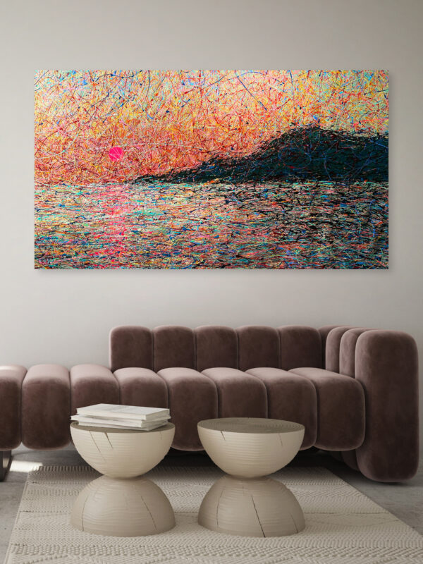 Specific moment of morning (red sun and black mountain) – Image 2