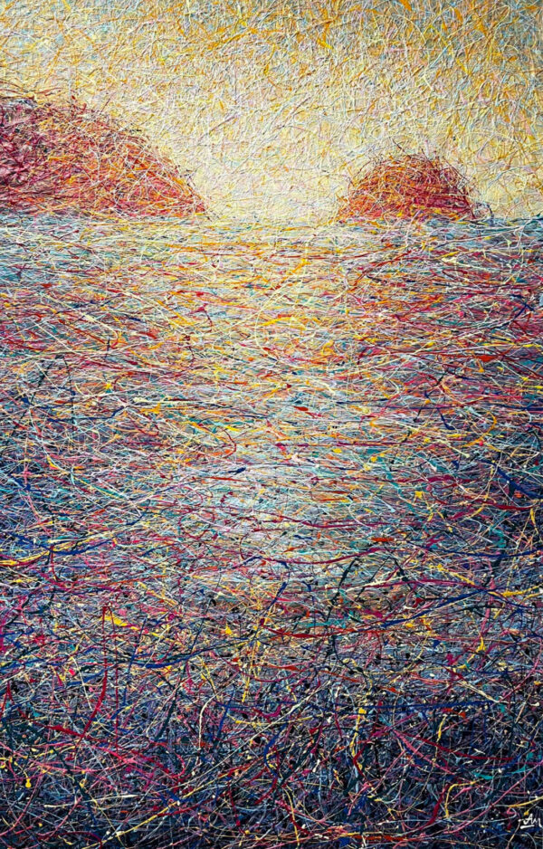 My tomorrow depends on me (light peach sunrise sea), 2023 Nadin Antoniuk