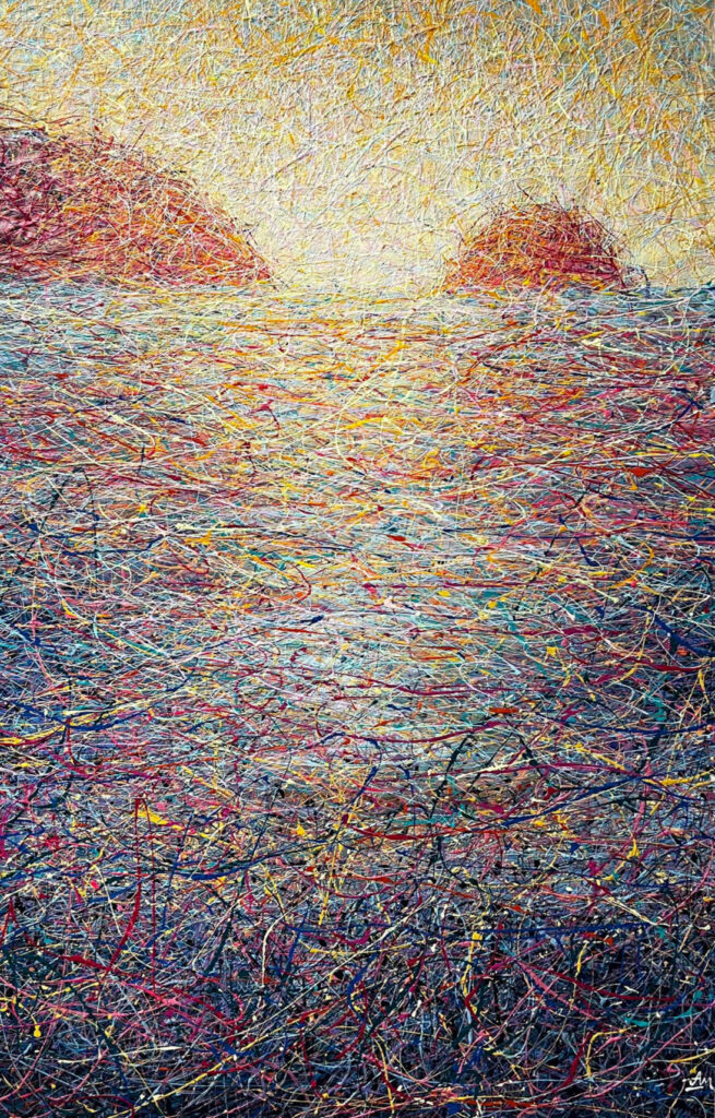 My tomorrow depends on me (light peach sunrise sea), 2023 Nadin Antoniuk