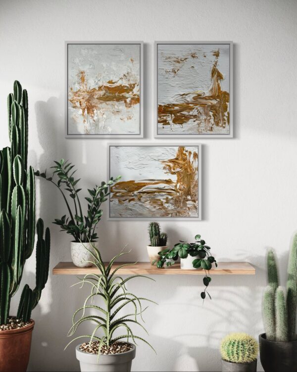 Hidden light- Gold - Composition of 3 paintings - Image 13