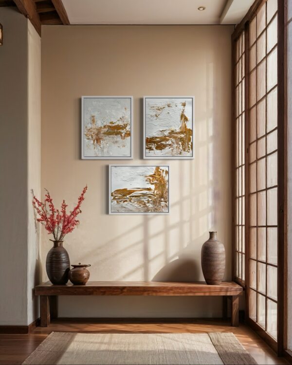 Hidden light- Gold - Composition of 3 paintings - Image 12