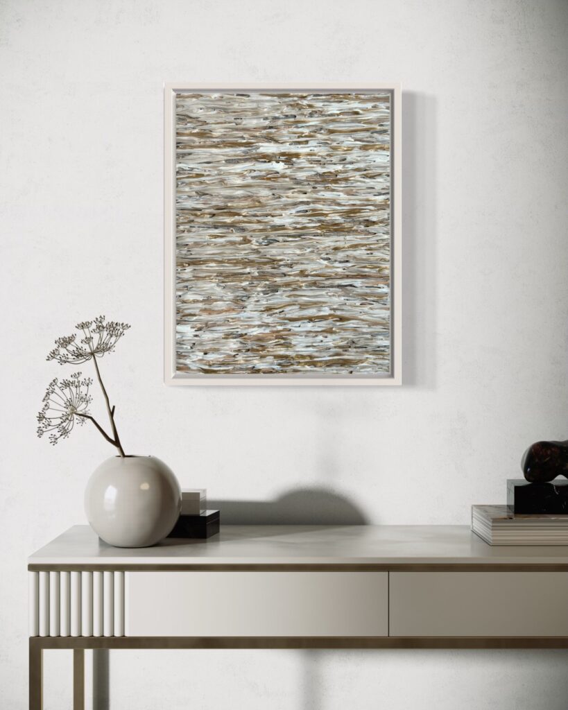 Visual Dance - White and Gold - Framed, 2024 Daniela Pasqualini