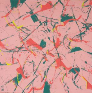 Fragments in pink square by Ronald Hunter