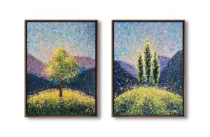 When Calm Becomes Alive - diptych, cappuccino frame by Nadin Antoniuk