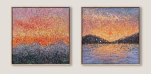 Velvet sunrise - diptych, framed by Nadin Antoniuk