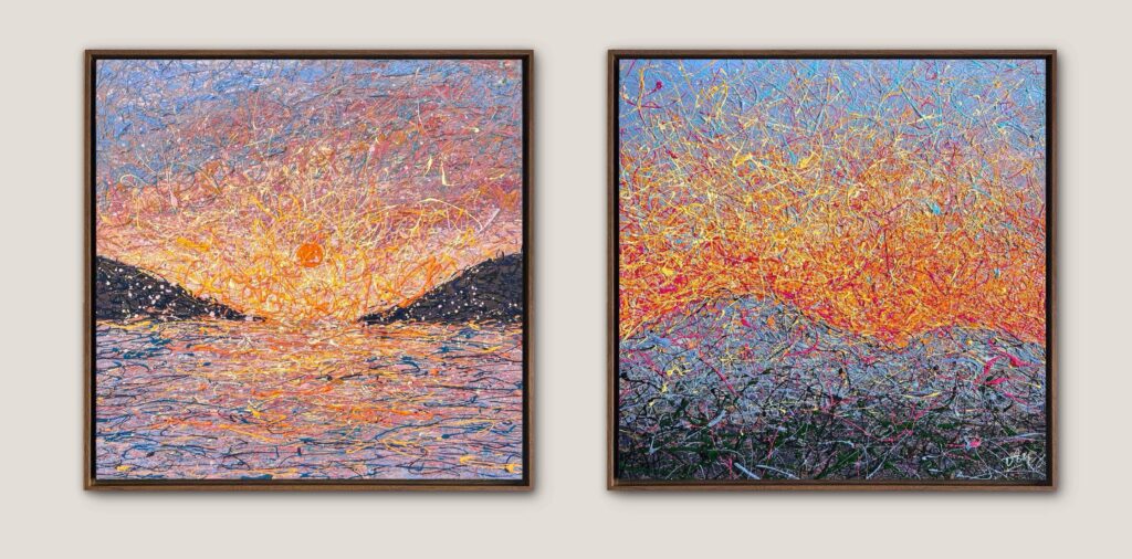 Golden Solace - diptych, framed by Nadin Antoniuk